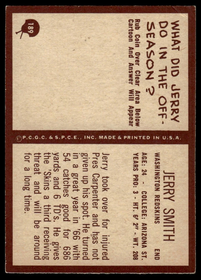 1967 Philadelphia #189 Jerry Smith - Image 2 of 2