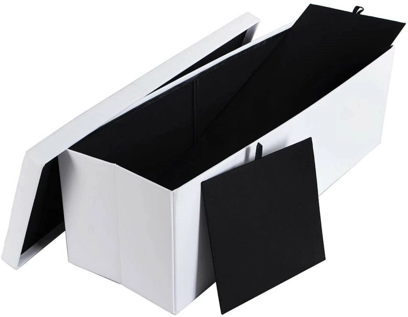 Faux Leather Folding Storage Ottoman Bench 43 inch - White image 6