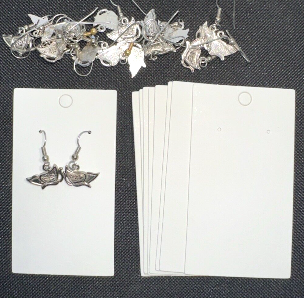 Wholesale Lot of 9 Silver Metal Butterfly Earrings with Display Cards