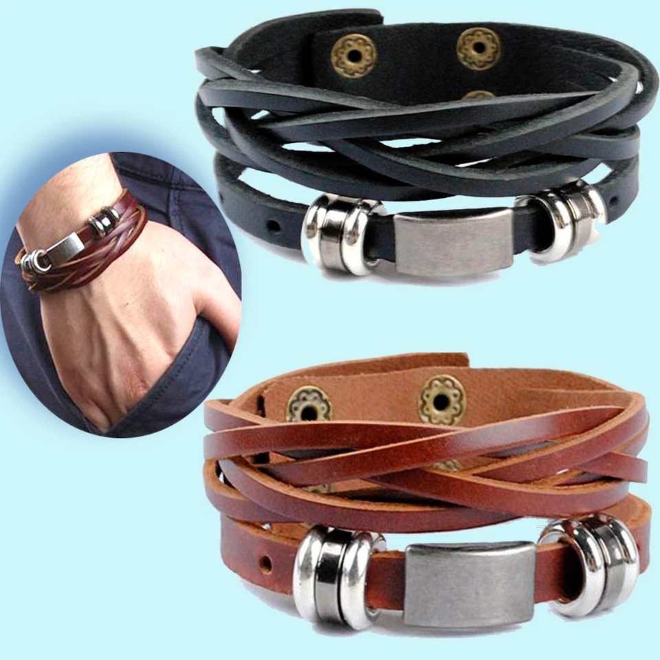 Lederarmband Nr.01 für Herren Männer ECHTES LEDER schwarzes braunes Armband - Bild 2 von 4