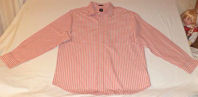 GAP LONG SLEEVE ORANGE & TAN STRIPE BUTTON FRONT SHIRT XL K#3674