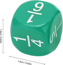 20PCS Math Dice, Fraction Games, Green Dice Suitable for Multiplayer Games an...