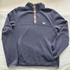 LL Bean Quarter Zip Sweater Fleece Pullover Dark Blue Mens M