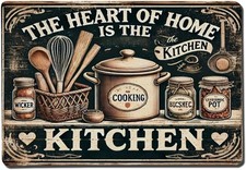 Rustic Kitchen Utensils And Jars Pattern Tin Metal Signs Home D cor 8x12 Inch Vi