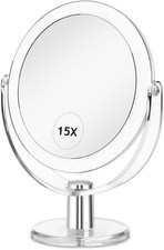 Vanity Makeup Mirror W/ Stand 1X/15X Magnification Double Sided 360 Degree