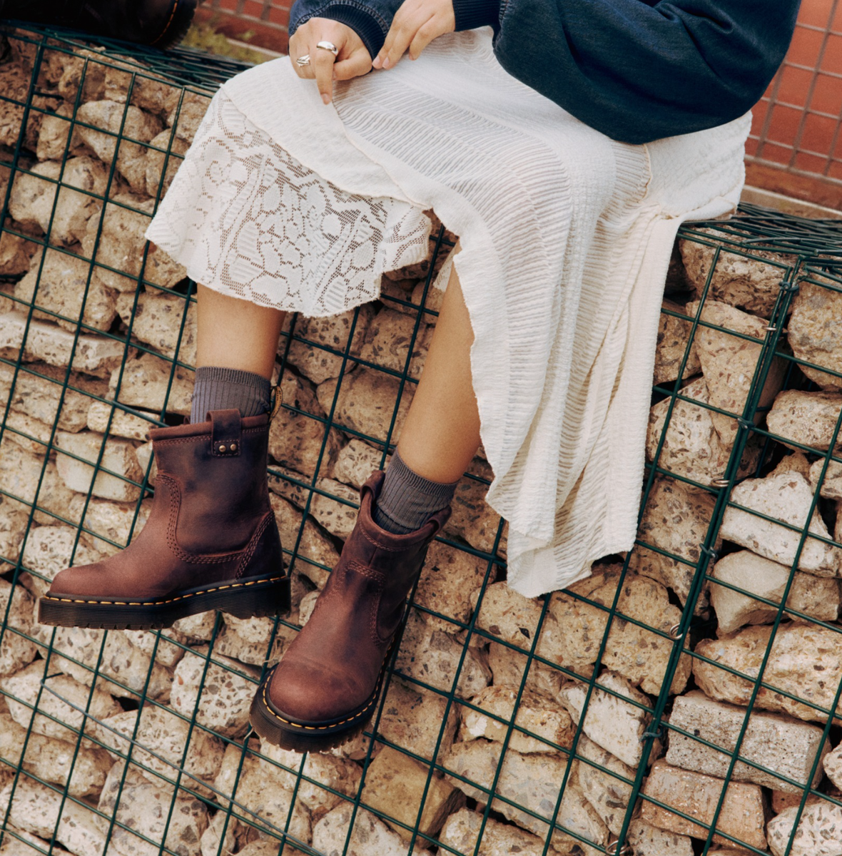 Dr Martens Anistone Lo Leather Biker Boots M 9 L 10 Dark Brown Burnished Waxy WP Anistone Lo Leather Biker Boots | Dr. Martens ReWair main image 4