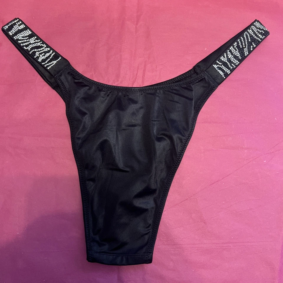 Victoria’s Secret sehr sexy brasilianisches Slip-Höschen Größe Small schwarz mit Schmucksteinen - Bild 3 von 4