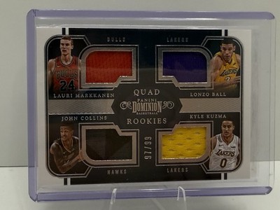2017-18 Panini Dominion Quad Rookies Lauri Markkanen, Kuzma, Collins, Ball 97/99