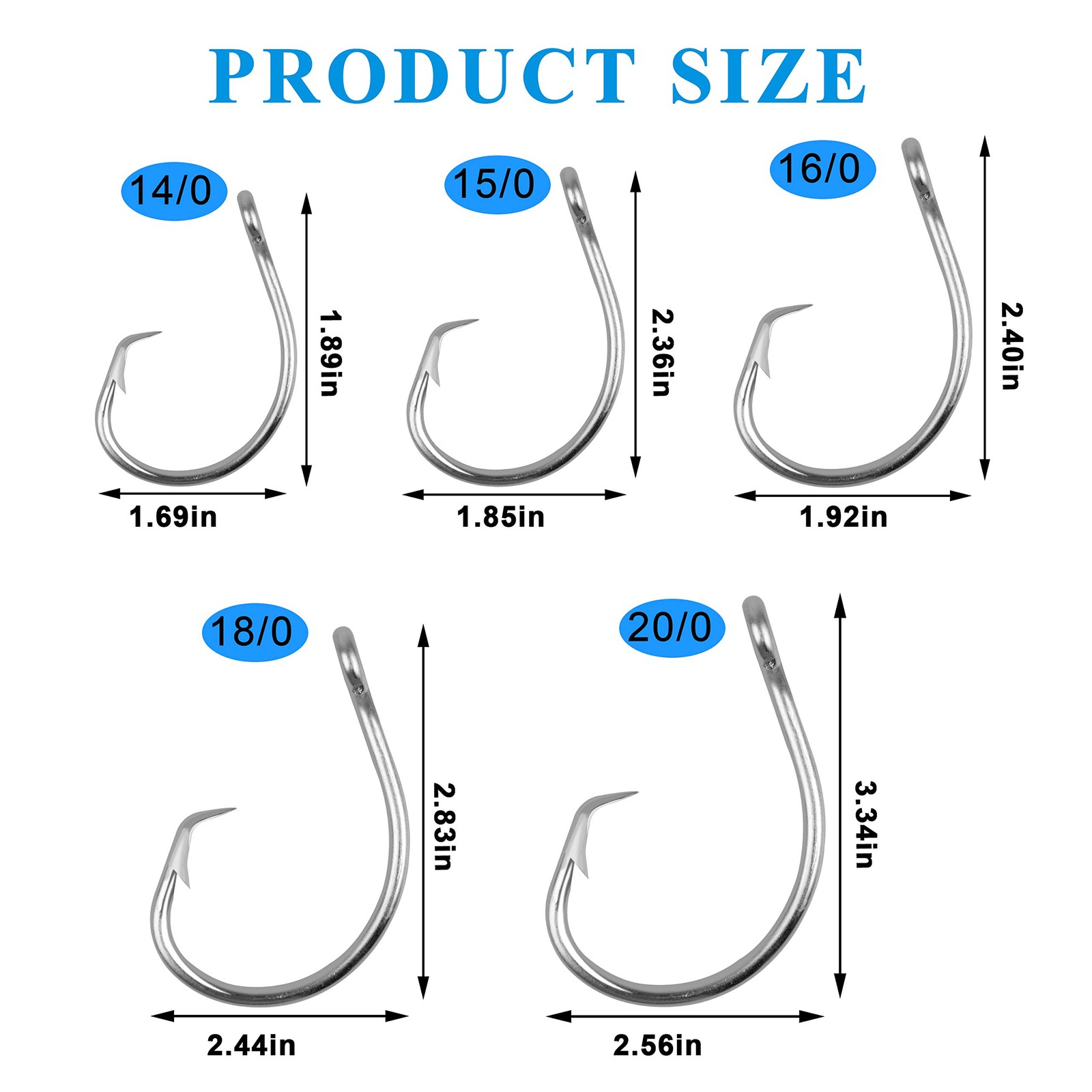 Tuna Circle Fishing Hooks Stainless Steel Big Game Saltwater Hook 30Pcs Extra...