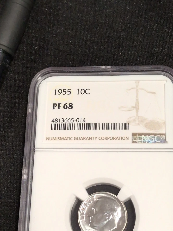 1955 PROOF ROOSEVELT DIME NGC PF68 ULTRA CAMEO, LOW POPULATION - VERY RARE!! - Image 3 of 4