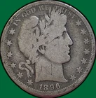 1896-O Barber Half Dollar Very Good VG Coin, Scratch #35752