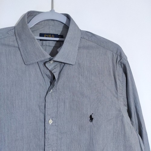 Polo Ralph Lauren Shirt Mens XL Black White Stripe Cotton Button Up Custom Fit - Picture 2 of 12