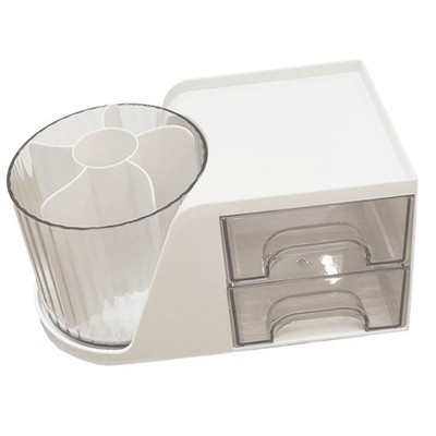 Makeup Organizer With Rotating Brush Holder ABS Acrylic Desktop Cosmetic Sto SET