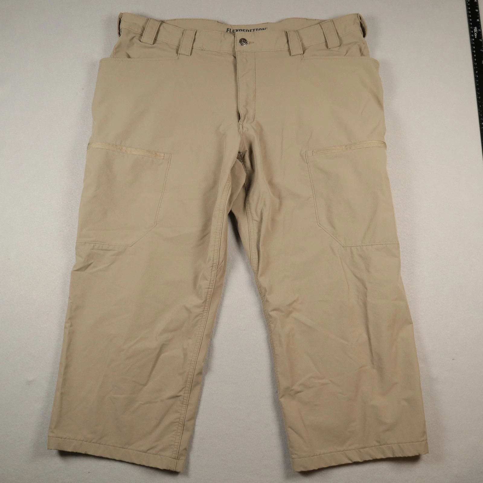 Duluth Trading Flexpedition Pants Men 42x24.5 Beige Cargo Nylon Stretch Hiking