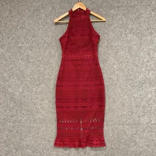 Two Sisters Dress Womens Size 6 Red Lace Pencil Sleeveless Party Event 33614