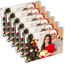 6 Pack Magnetic Picture Frames for Refrigerator 4x6, 4x6 inch, Clear