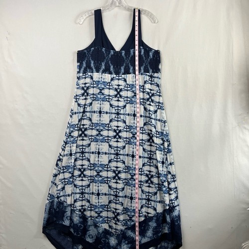 Style & Co Maxi Dress Womens Large Shift Blue White Tie-Dye Asymmetrical - Picture 5 of 14