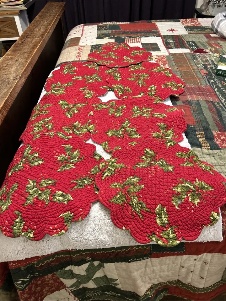 Vintage Wende-Tischsets Weihnachten von schönem Rot bis zu einem schönen Grün7