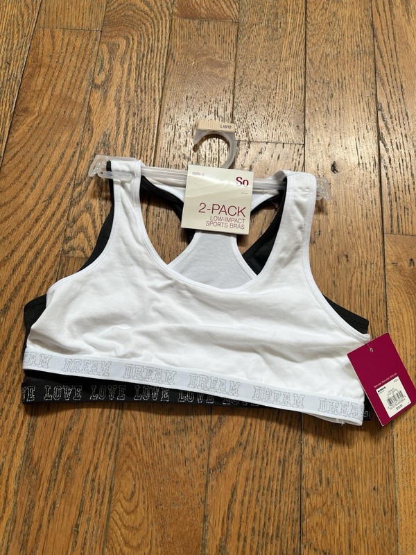SO Girls Sports Bras Sz 10/12. New With Tags.
