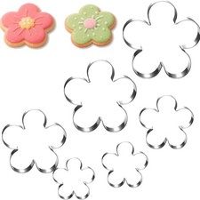 6Pcs Stainless Steel Flower Shape Cookie Cutters for Baking and Cake Decor PN