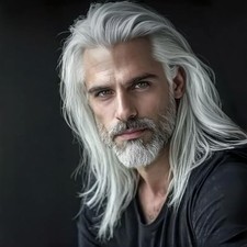 Mens White Long Straight Synthetic Heat Resistant Costume Cosplay Hair Wig