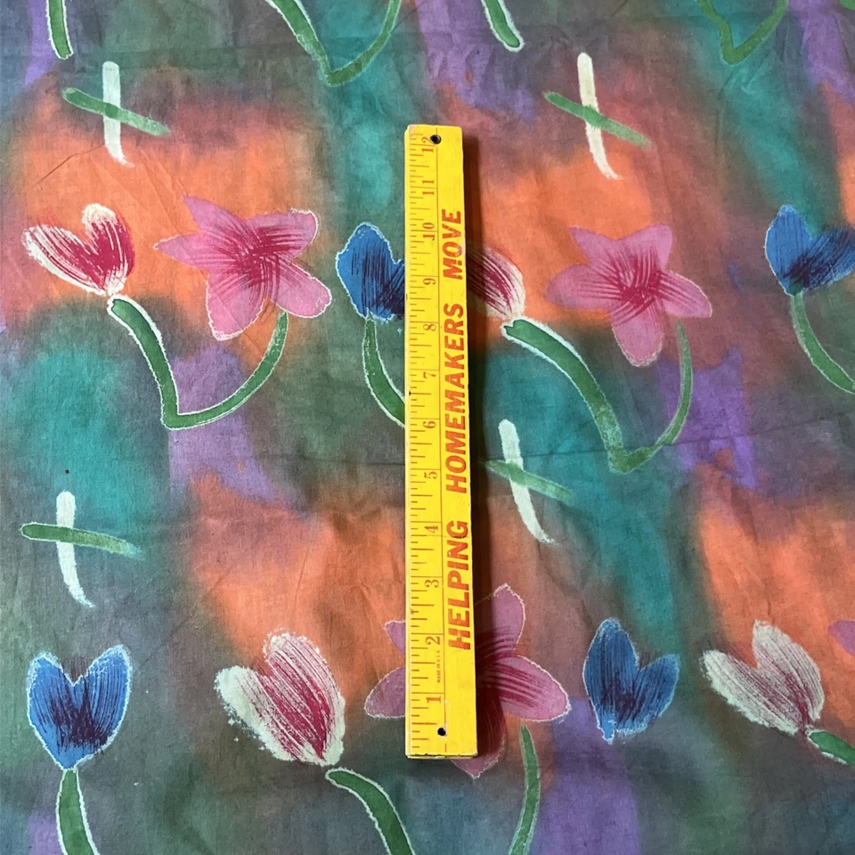 Vtg 1980s 90s Pastel Purple Green Floral Fabric Cotton 4 Yards 45” - Image 3 of 4