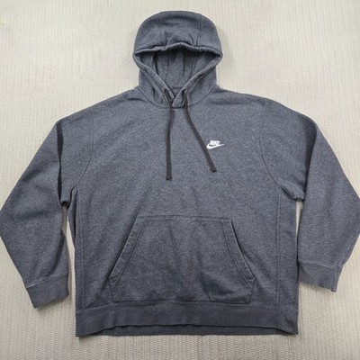 Nike Club Fleece Hoodie Sweatshirt Mens XL Gray Pullover Spellout Swoosh