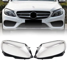 1 Pair Front Headlight Lens Cover For Mercedes Benz W205 C180 C200 C260L 2014-17