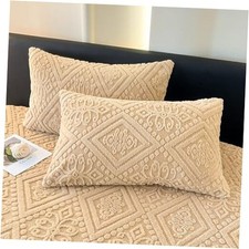 Bohemian Pillow Cases Set of 2 - Taffeta Velvet 20"x36" Zippered King Tan