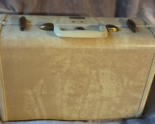 Samsonite Hard Shell Vanity Case Beige Locking Extra Compartments Mirror Vintage