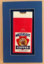 Original Vintage Massasoit Coffee Bag, Springfield, MA, Matted - Native American