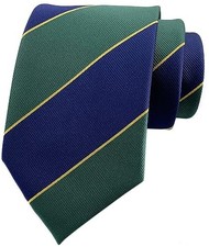 Men's Modern Striped Patterned Formal Ties One Size Navy Green and Yellow