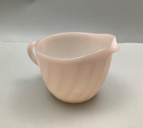 Vintage Anchor Hocking Fireking Oven Ware Pink Swirl Creamer