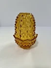 Fenton Amber Hobnail Fairy Lamp Glass Candle Holder