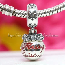 Authentic Pandora Merry Christmas Bauble Ornament 792008CZ Retired