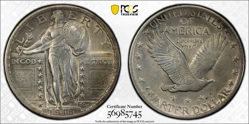 1918 Standing Liberty Quarter PCGS Genuine -AU Details(cleaned) “Beautiful Coin”