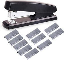 Desktop Staples, 4.8 Inch Labor Saving Black Stapler for 20 Sheets Capacity with