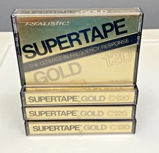 Vintage NOS Lot Of 4 Realistic SUPERTAPE GOLD Audio Cassette Tapes