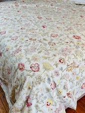 POTTERY BARN PRETTY FLORAL PINK WHITE YELLOW BOTANICAL COTTON DUVET COVER FULL