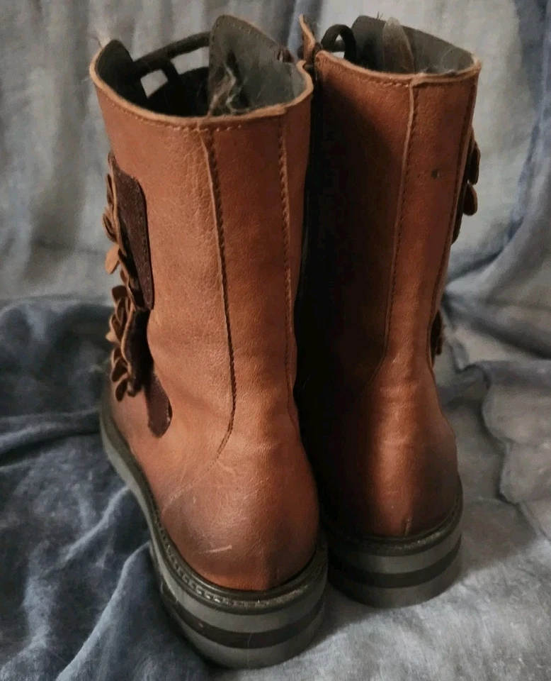 Donna Piu Designer Leder Boots Gr. 38 Made in Italy – neu – Blumenapplikation - Bild 4 von 4
