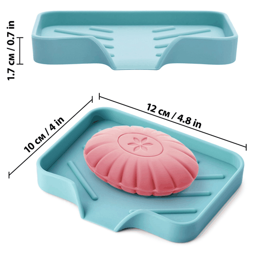 Light Green Silicone Soap Dish Tray Self Draining Soap Holder for Bar Soap - Picture 3 of 8