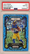 2023 Panini Prizm Puka Nacua Blue Sparkle Rookie Card #357 88/96 PSA 10 Gem Mint