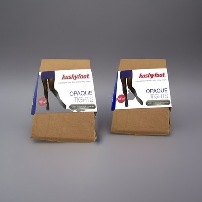 2prs New KUSHYFOOT Opaque Tights--Sole Massaging Sensation Beige- Med 115-165lb