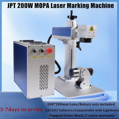 200W JPT M7 Mopa Fiber Laser Marking Machine Laser Engraver Ezcad2 & Rotary Axis
