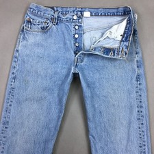 Vintage Levis 501 Jeans Mens 34x34 Blue Button Fly Denim Pants Faded Tag35x34 