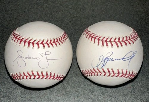Andruw Jones and Jeff Bagwell Autographed Baseball Signed Braves Astros