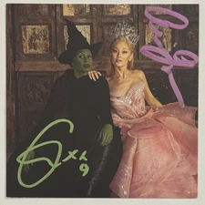Wicked SIGNED Ariana Grande Cynthia Erivo Photo & CD BAS Beckett COA Pink Green