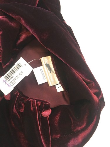 NWT size L Coldwater Velvet Holiday Burgundy Tunic Turtleneck Dressy Lounge Top - Picture 5 of 7