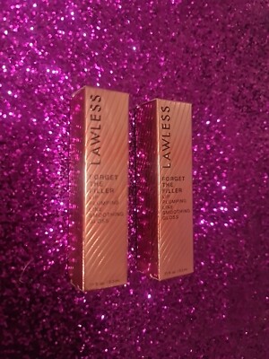 2x   LAWLESS Forget The Filler Lip Plumper Line Smoothing Lip Gloss ROSY OUTLOOK