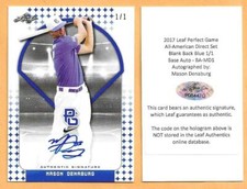 MASON DENABURG AUTO #1/1 2017 LEAF PERFECT GAME BLUE BLANK BACK AUTO NATIONALS